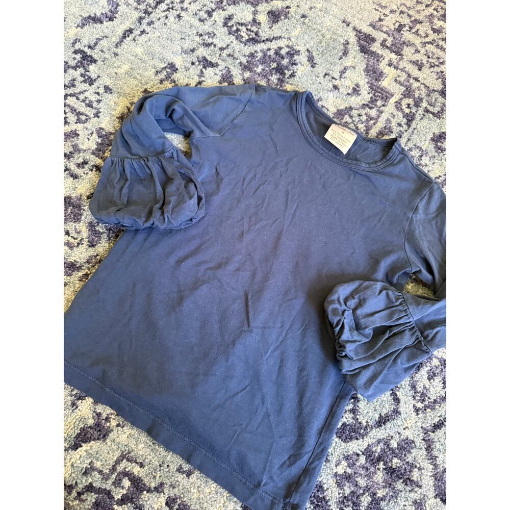 Matilda Jane | Navy Blue Pima Cotton Puff Wrists Minimalist Girl’s Layering Top